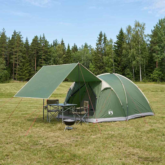 vidaXL Cabin Tent 4-Person Green Polyester and Steel