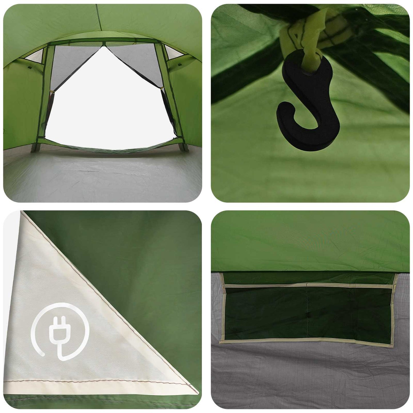 vidaXL Cabin Tent with Roof Green 8-Person Polyester and Steel