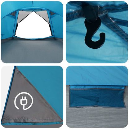 vidaXL Cabin Tent with Roof Blue 8-Person Polyester and Steel