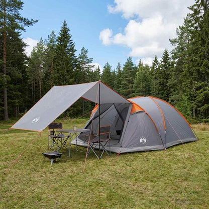 vidaXL Cabin Tent Grey and Orange 8-Person Polyester and Steel