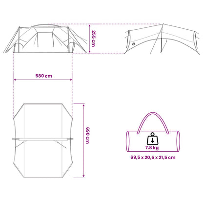 vidaXL Camping Tarp Water-resistant Grey and Orange 695 x 580 x 200 cm