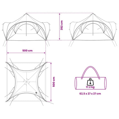 vidaXL Party Tent Army green 500 x 500 x 350 cm Polyester and Steel