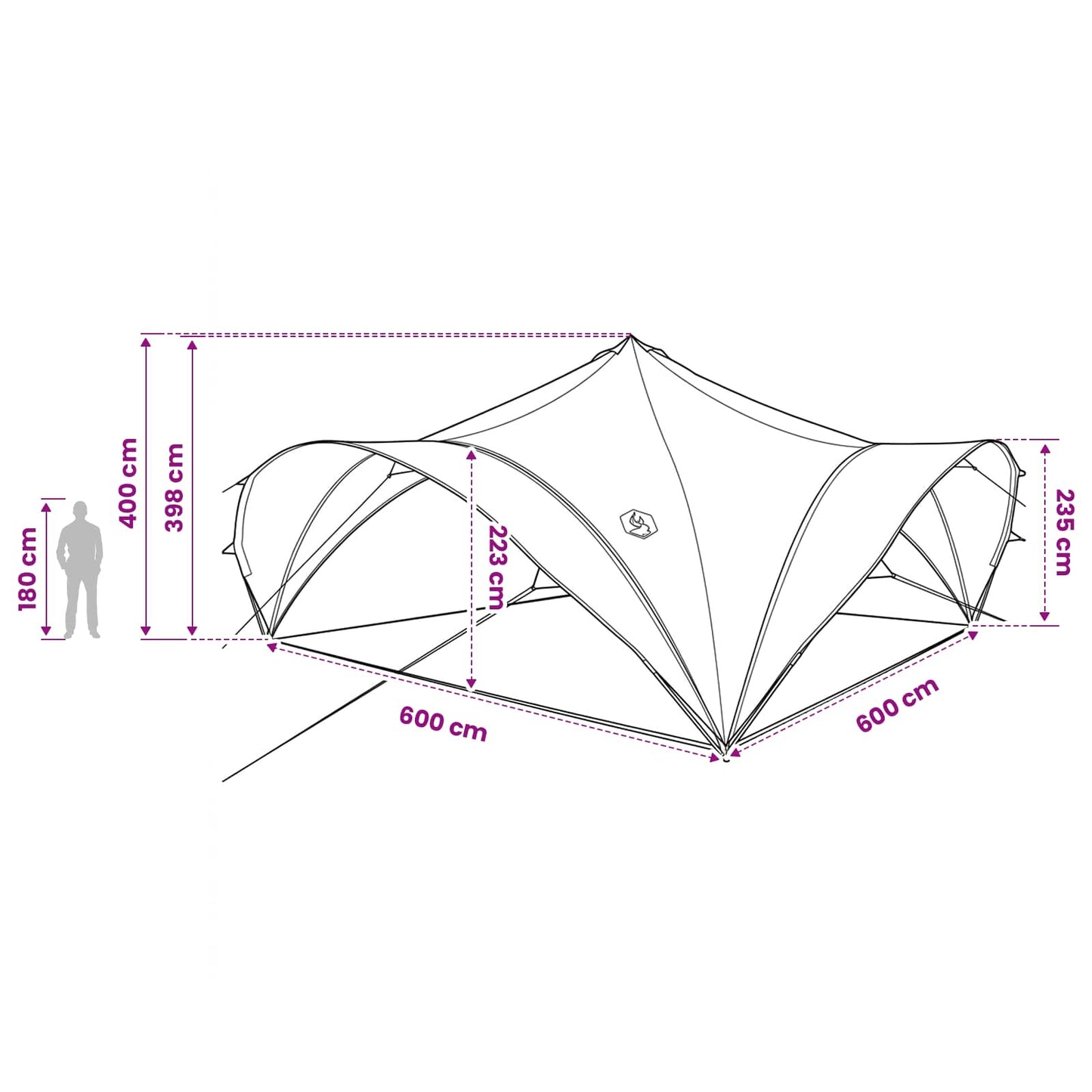 vidaXL Party Tent with Roof Grey and Orange 600 x 600 x 400 cm