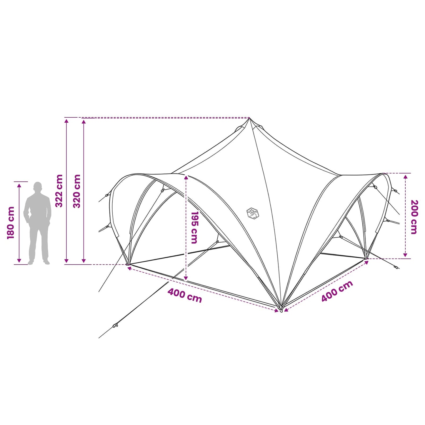 vidaXL Party Tent with Roof Grey and Orange 400 x 400 x 320 cm