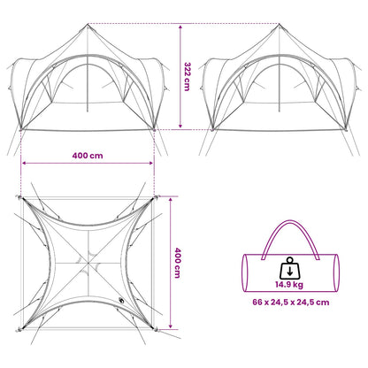 vidaXL Party Tent with Roof Grey and Orange 400 x 400 x 320 cm