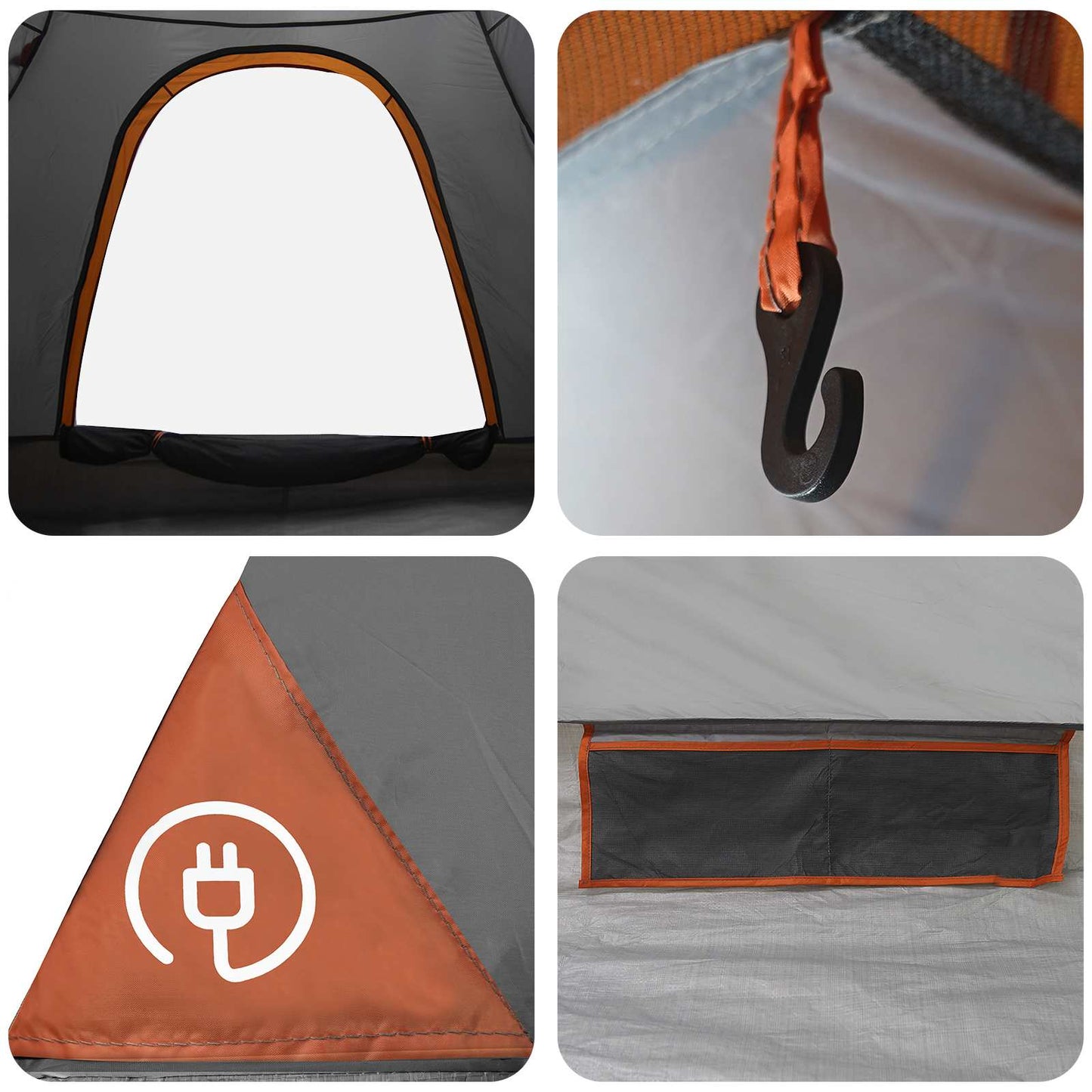vidaXL Camping Tent with Roof Grey and Orange 190 x 140 x 105 cm
