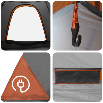 vidaXL Camping Tent with Roof Grey and Orange 190 x 140 x 105 cm