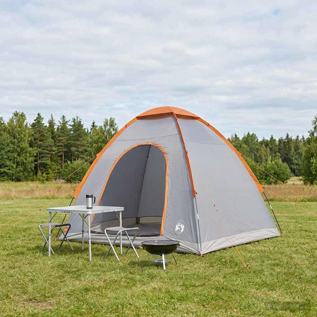 vidaXL Camping Tent with Roof Grey and Orange 190 x 140 x 105 cm