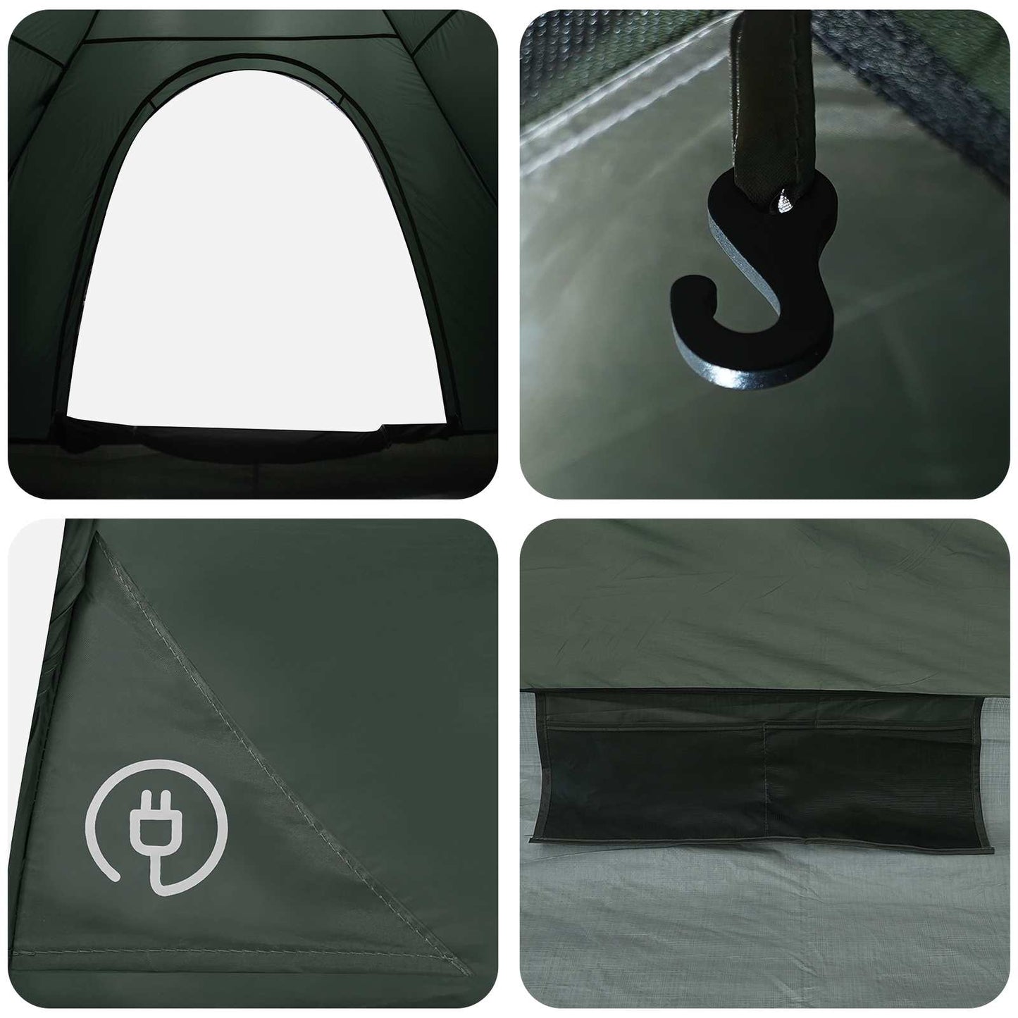 vidaXL Camping Tent with Roof Army Green 190 x 140 x 105 cm
