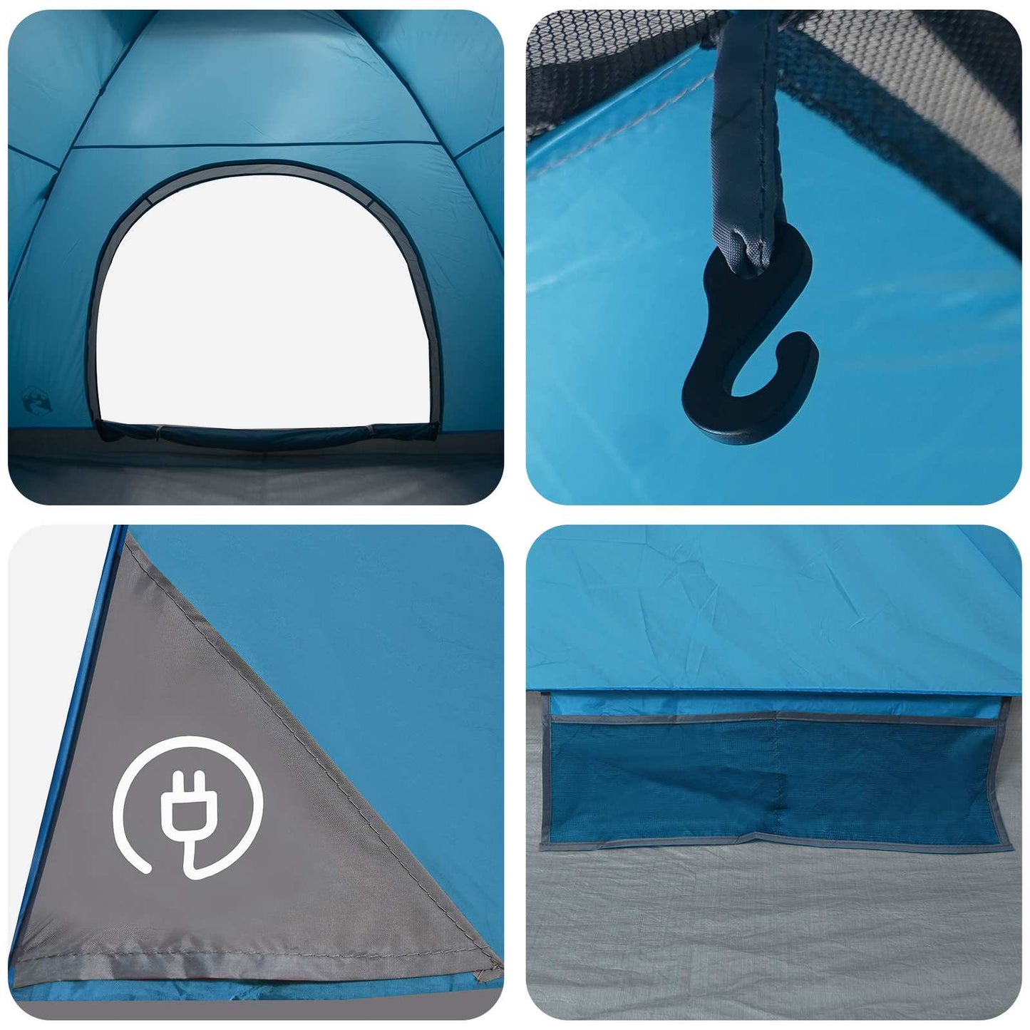 vidaXL Camping Tent with Roof with Air Vent Blue 275 x 215 x 125 cm