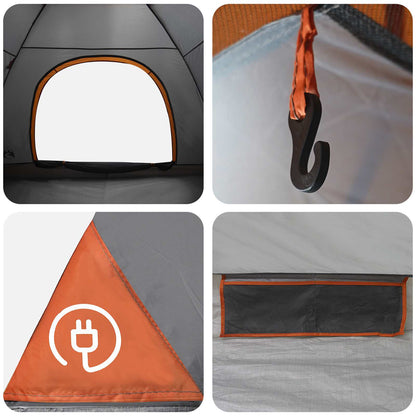 vidaXL Camping Tent with Roof Grey and Orange 275 x 215 x 125 cm