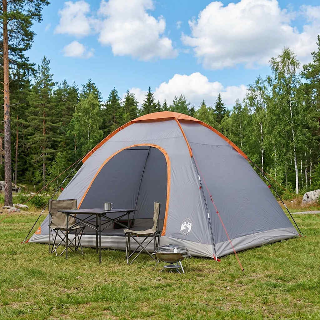 vidaXL Camping Tent 6-Person Grey and Orange