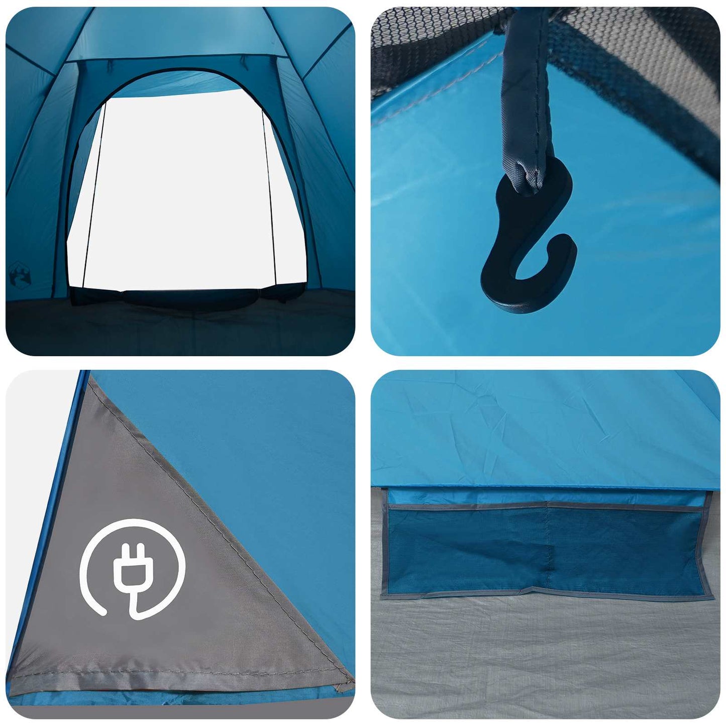 vidaXL Camping Tent with Roof Blue 2-Person Polyester and Steel