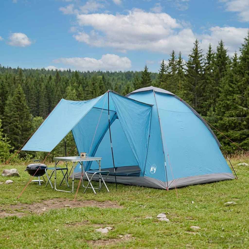 vidaXL Camping Tent with Roof Blue 2-Person Polyester and Steel