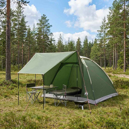 vidaXL Camping Tent with Roof Green 4-Person Polyester and Steel