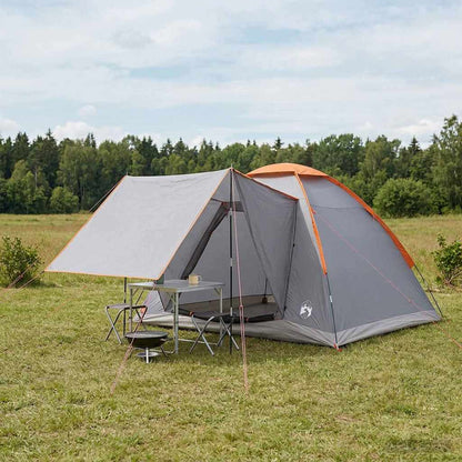vidaXL Camping Tent Grey and Orange 4-Person Polyester and Steel