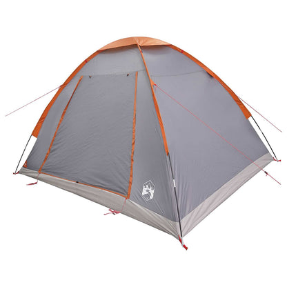 vidaXL Camping Tent Grey and Orange 4-Person Polyester and Steel