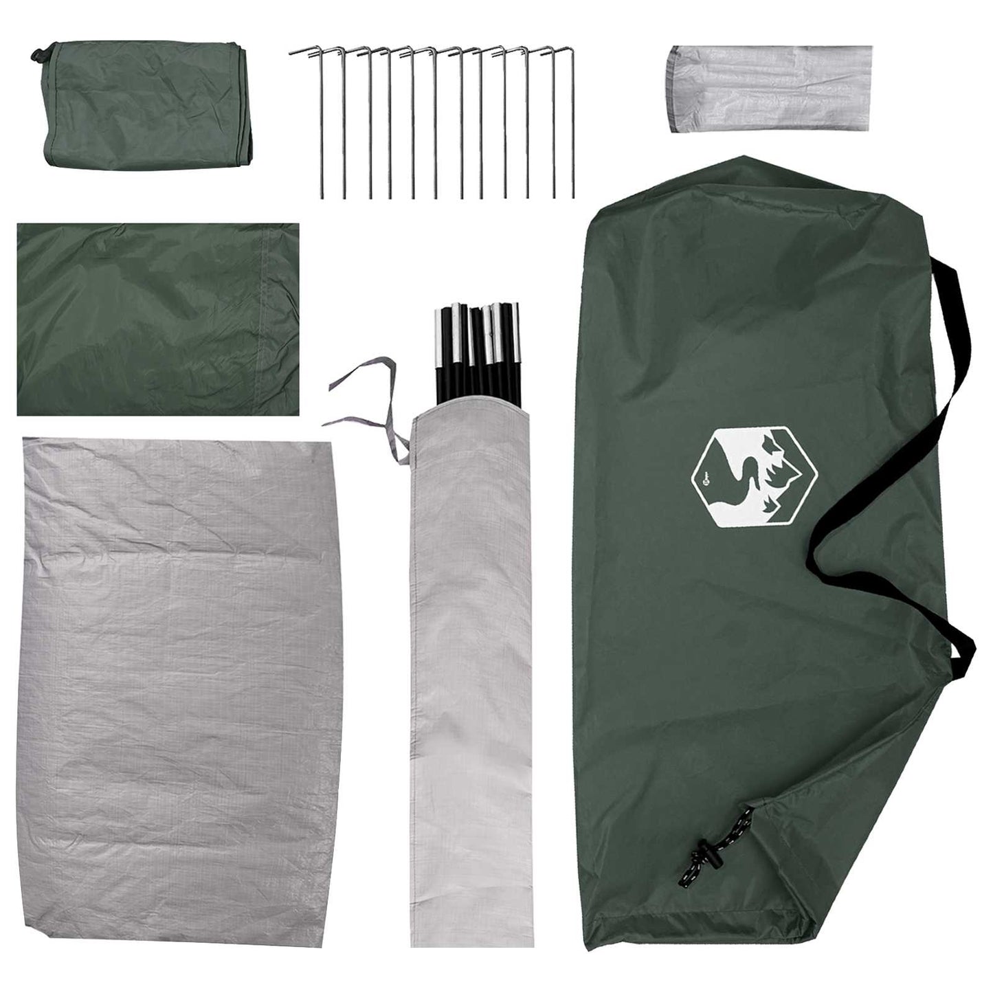 vidaXL Camping Tent 4-Person Army Green Polyester and Steel