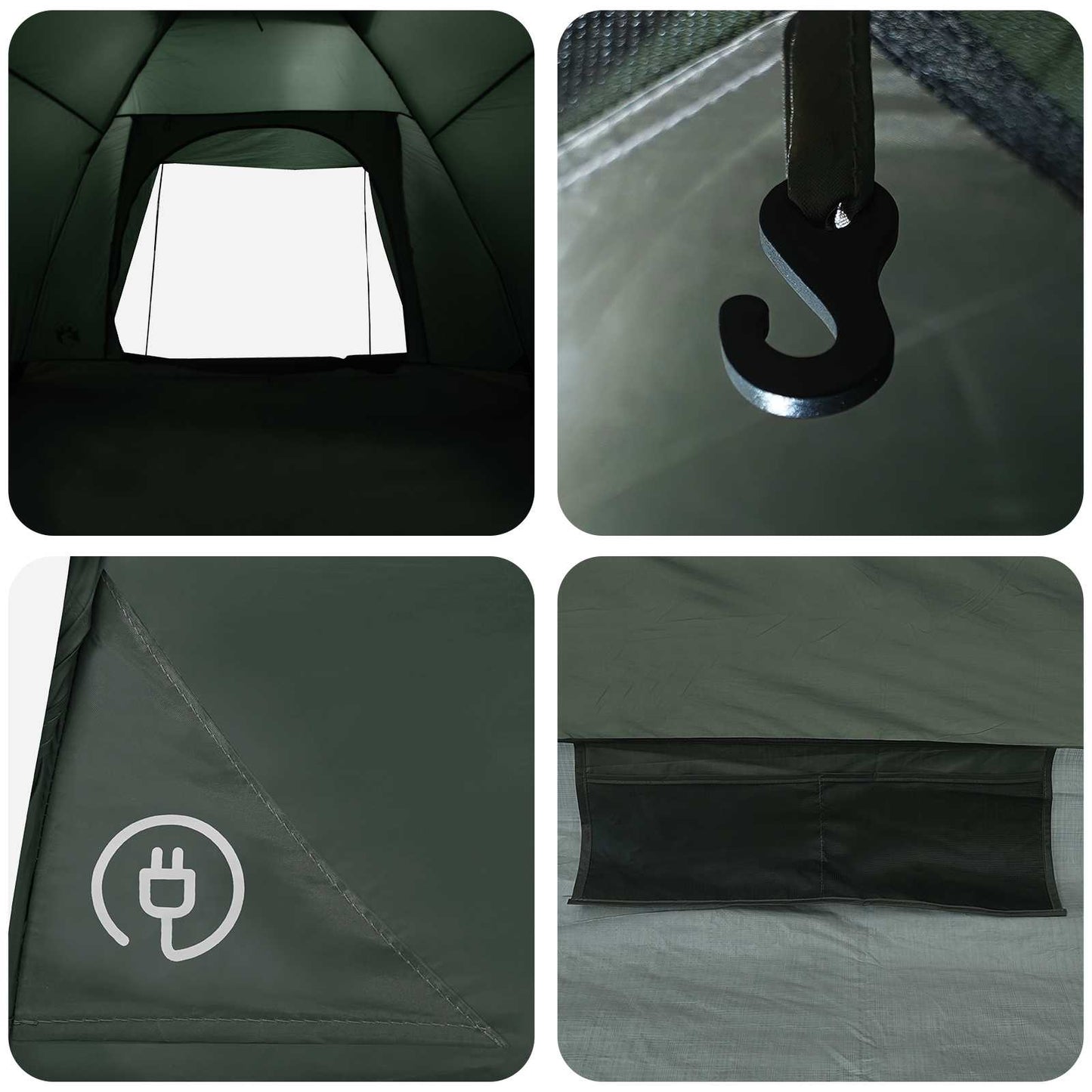 vidaXL Camping Tent 4-Person Army Green Polyester and Steel