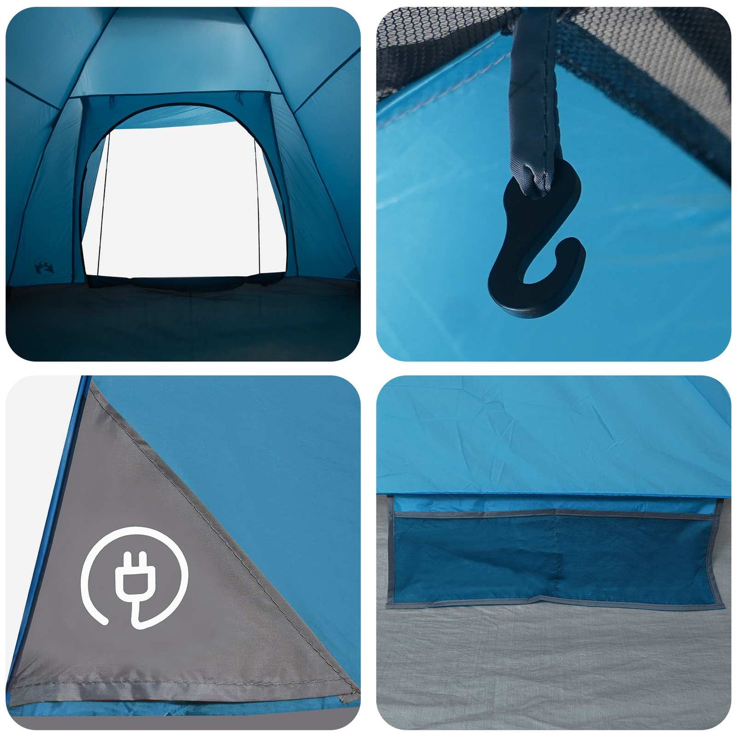 vidaXL Camping Tent with Roof Blue 6-Person Polyester and Steel