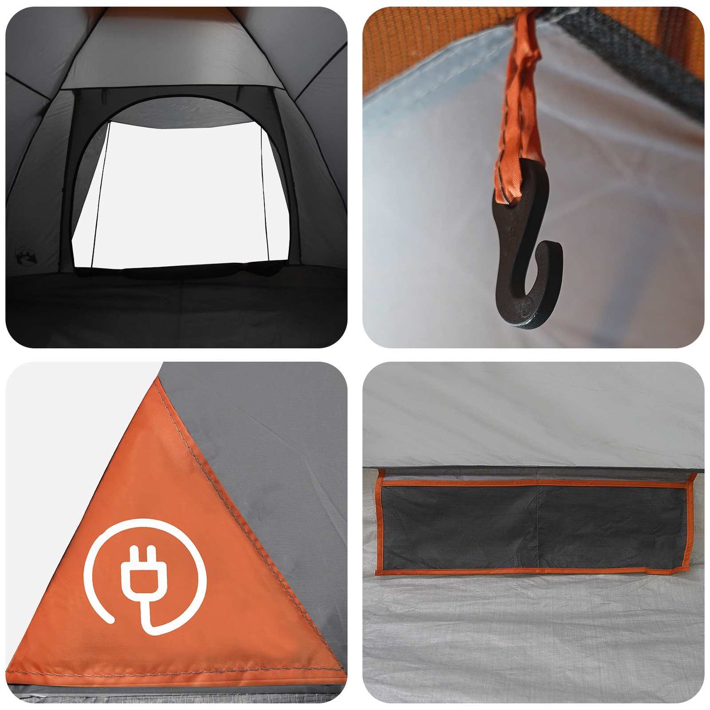 vidaXL Camping Tent Grey and Orange 6-Person Polyester and Steel