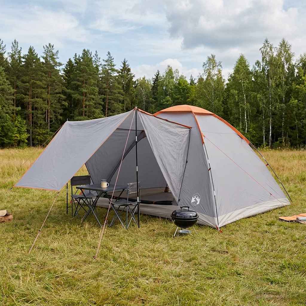vidaXL Camping Tent Grey and Orange 6-Person Polyester and Steel