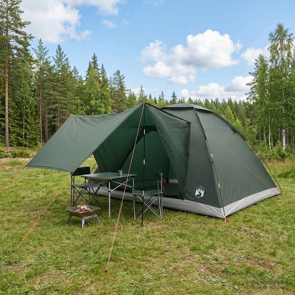 vidaXL Camping Tent Army Green 335 x 275 x 180 cm Polyester and Steel