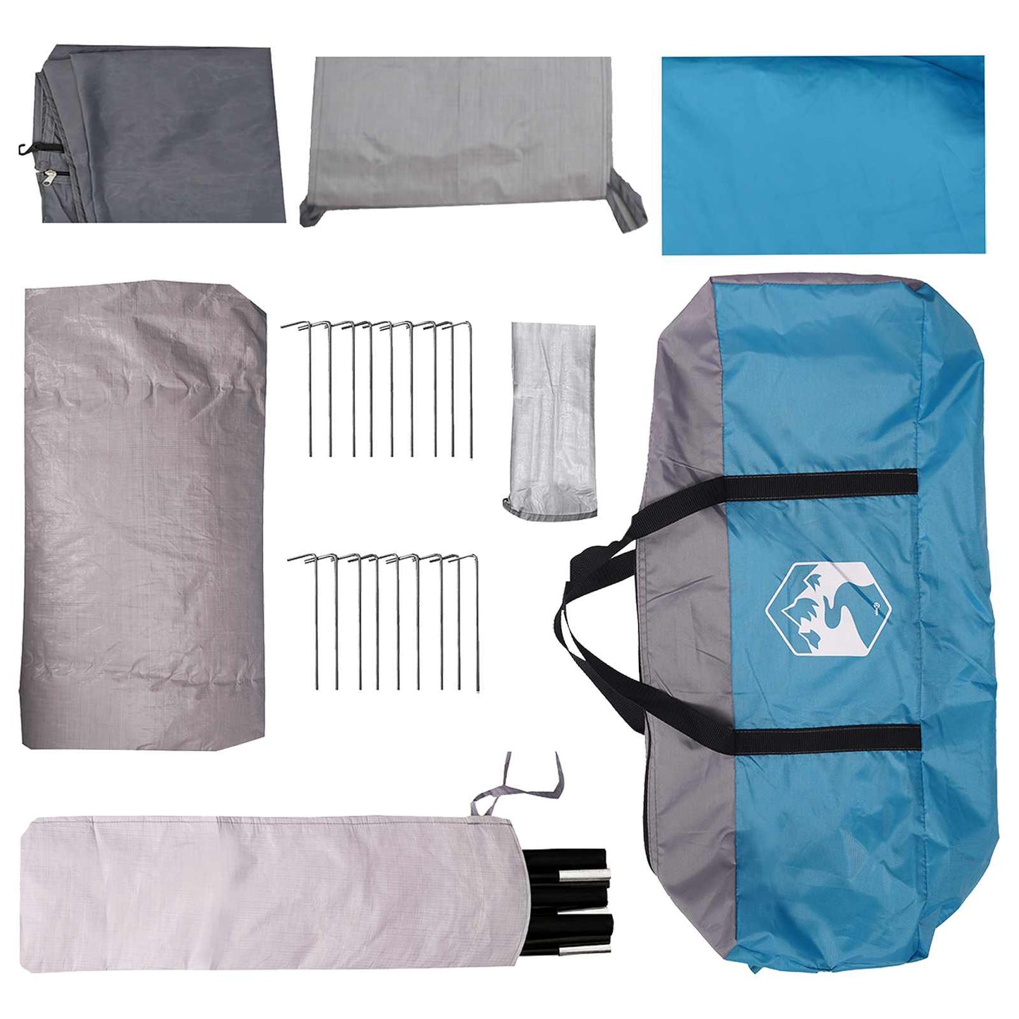 vidaXL Tunnel Tent with Roof Blue 10-Person Polyester and Steel