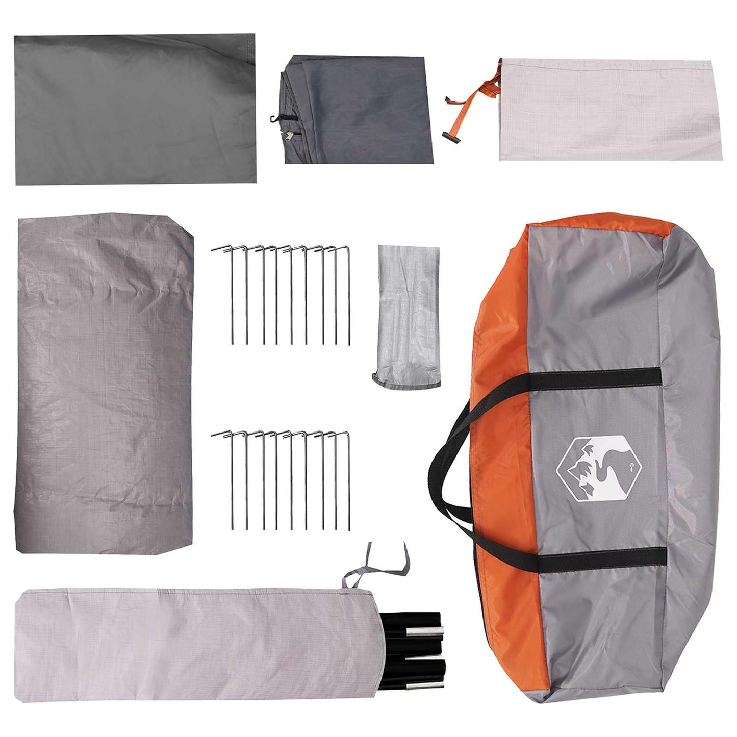 vidaXL Tunnel Tent Grey and Orange 10-Person Polyester and Steel