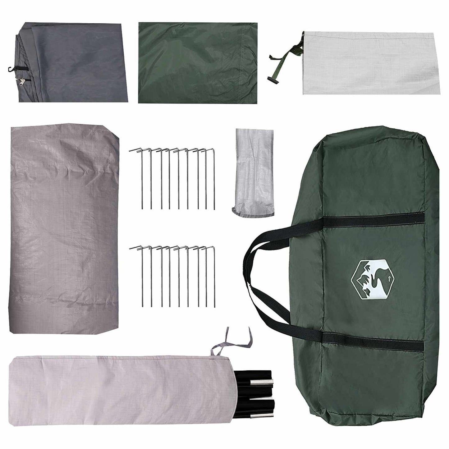vidaXL Tunnel Tent with Roof Army green 10-Person Polyester and Steel