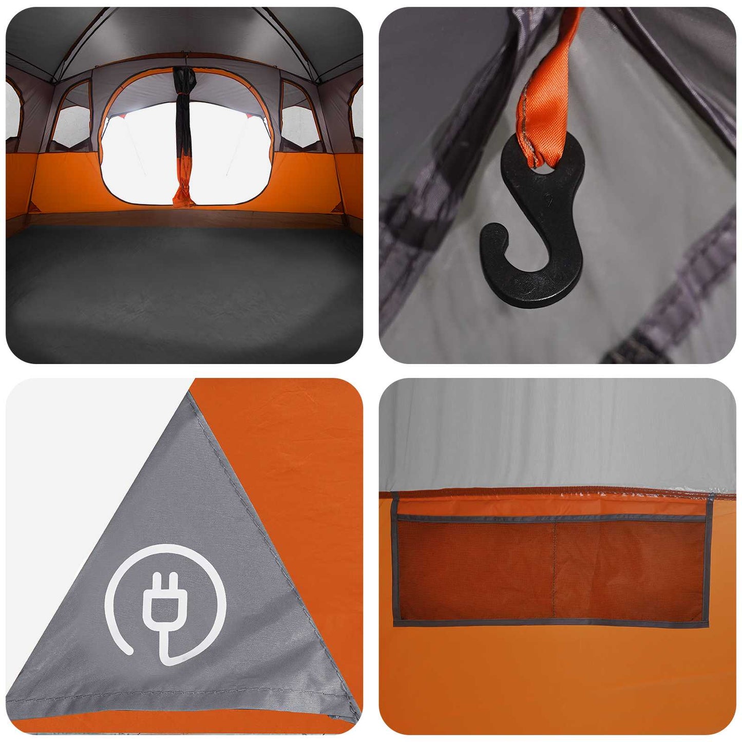 vidaXL Tunnel Tent with Roof Grey and Orange 366 x 244 x 198 cm