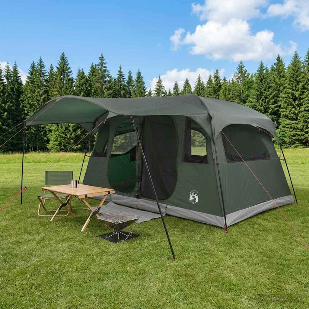 vidaXL Tunnel Tent 10-Person Army Green Polyester and Steel