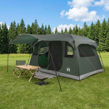 vidaXL Tunnel Tent 10-Person Army Green Polyester and Steel