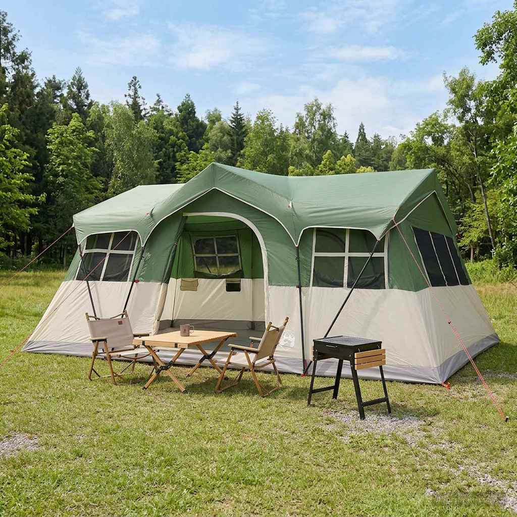vidaXL Family Tent Green 487 x 340 x 216 cm Polyester and Steel