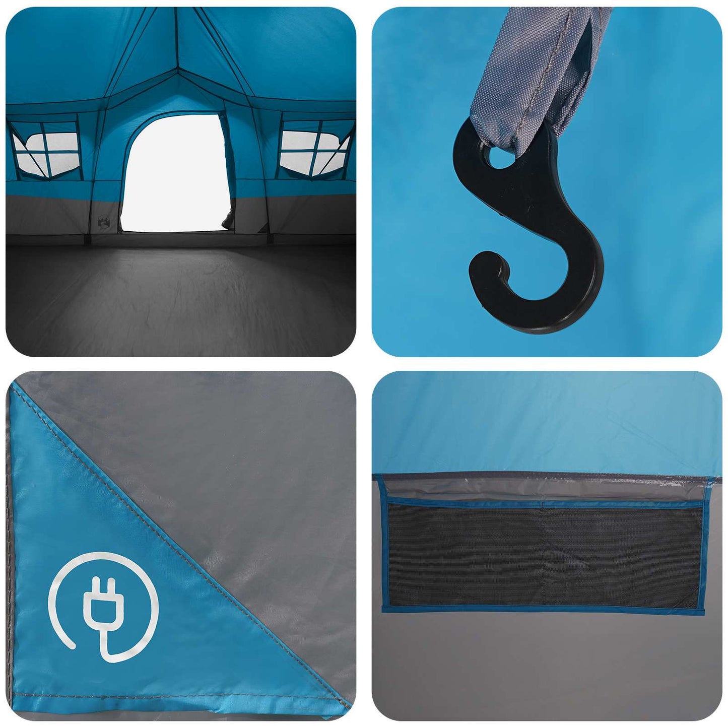 vidaXL Family Tent Blue 487 x 340 x 216 cm Polyester and Steel