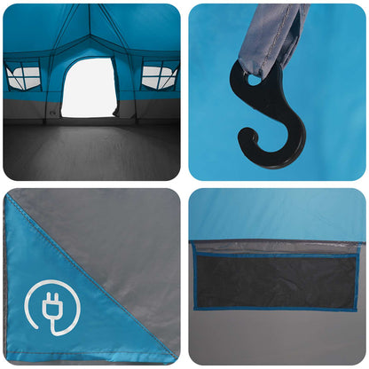 vidaXL Family Tent Blue 487 x 340 x 216 cm Polyester and Steel