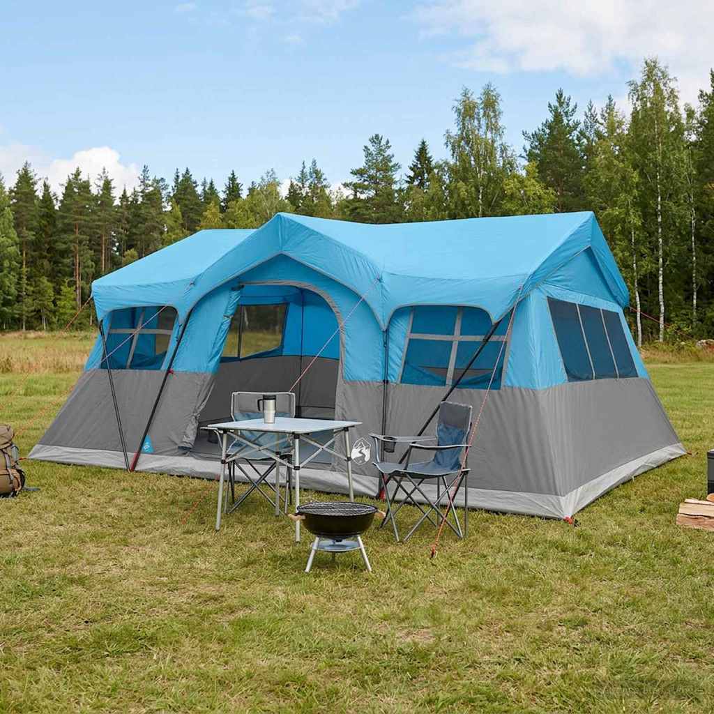vidaXL Family Tent Blue 487 x 340 x 216 cm Polyester and Steel