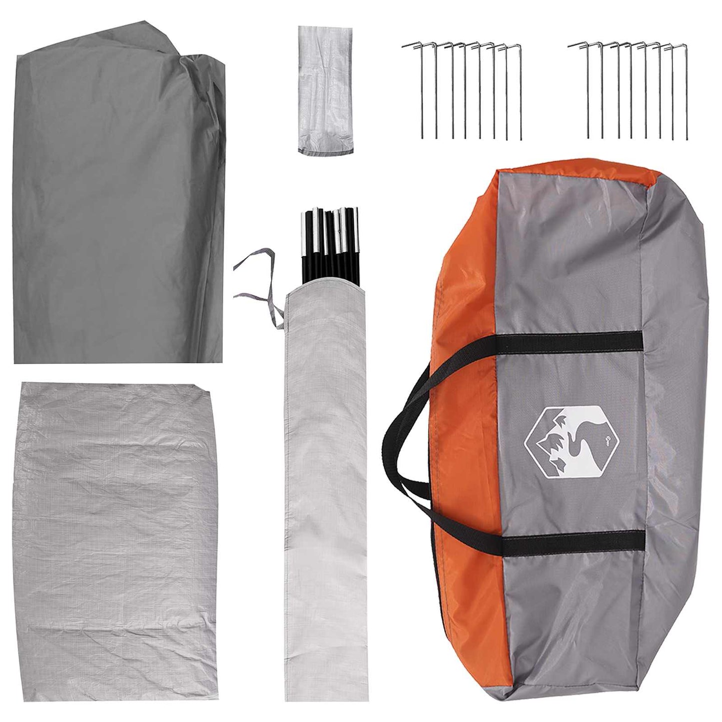 vidaXL Family Tent with Roof Grey and Orange 487 x 340 x 216 cm
