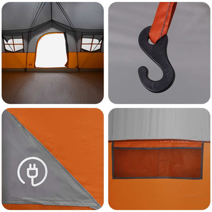 vidaXL Family Tent with Roof Grey and Orange 487 x 340 x 216 cm
