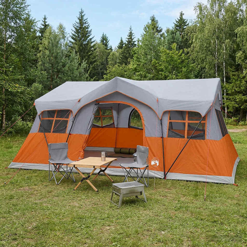 vidaXL Family Tent with Roof Grey and Orange 487 x 340 x 216 cm