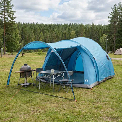 vidaXL Tunnel Tent Blue 370 x 275 x 210 cm Polyester and Steel