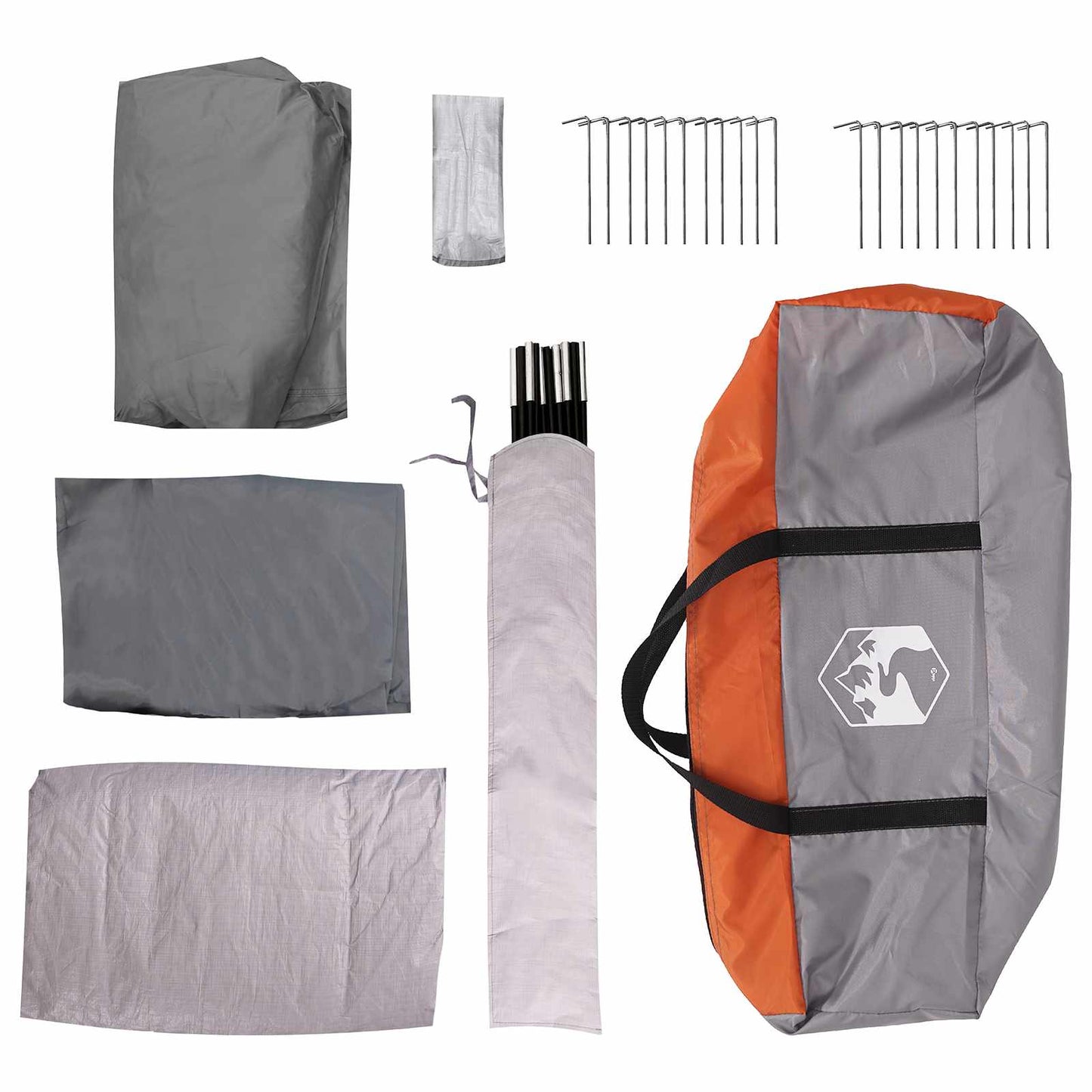 vidaXL Tunnel Tent with Roof Grey and Orange 370 x 275 x 210 cm