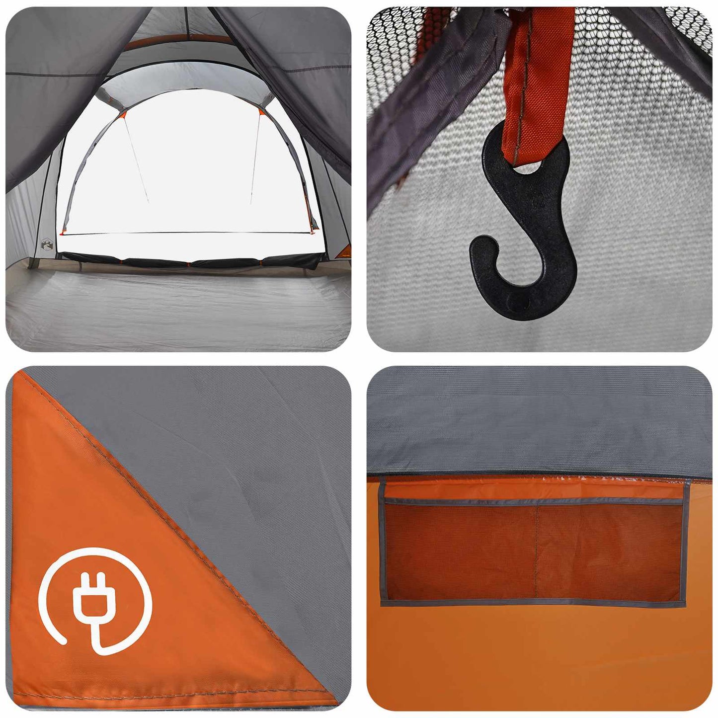 vidaXL Tunnel Tent with Roof Grey and Orange 370 x 275 x 210 cm