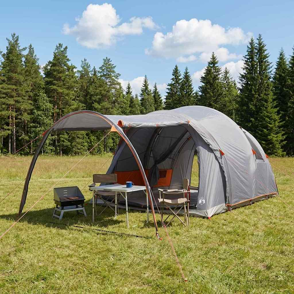 vidaXL Tunnel Tent with Roof Grey and Orange 370 x 275 x 210 cm