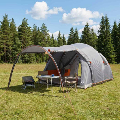 vidaXL Tunnel Tent with Roof Grey and Orange 370 x 275 x 210 cm