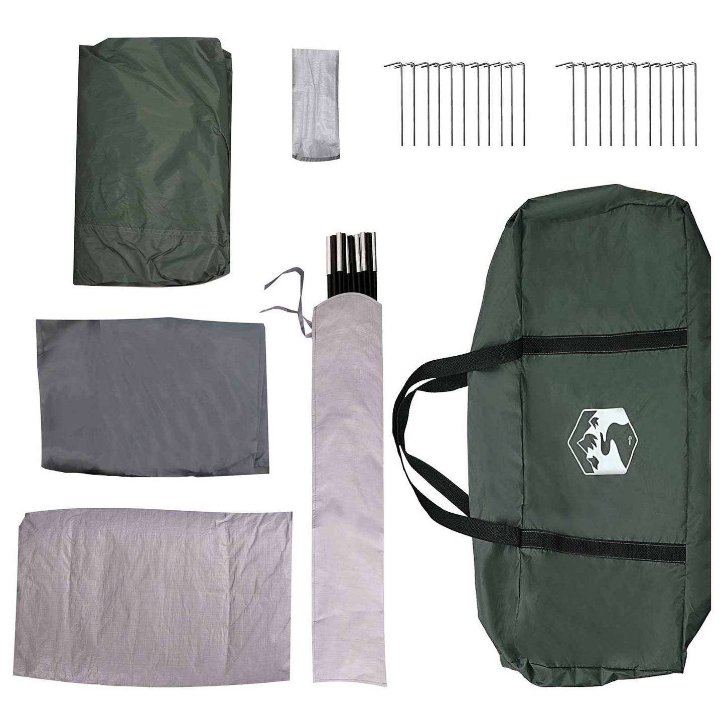 vidaXL Tunnel Tent Army Green 370 x 275 x 210 cm Polyester and Steel
