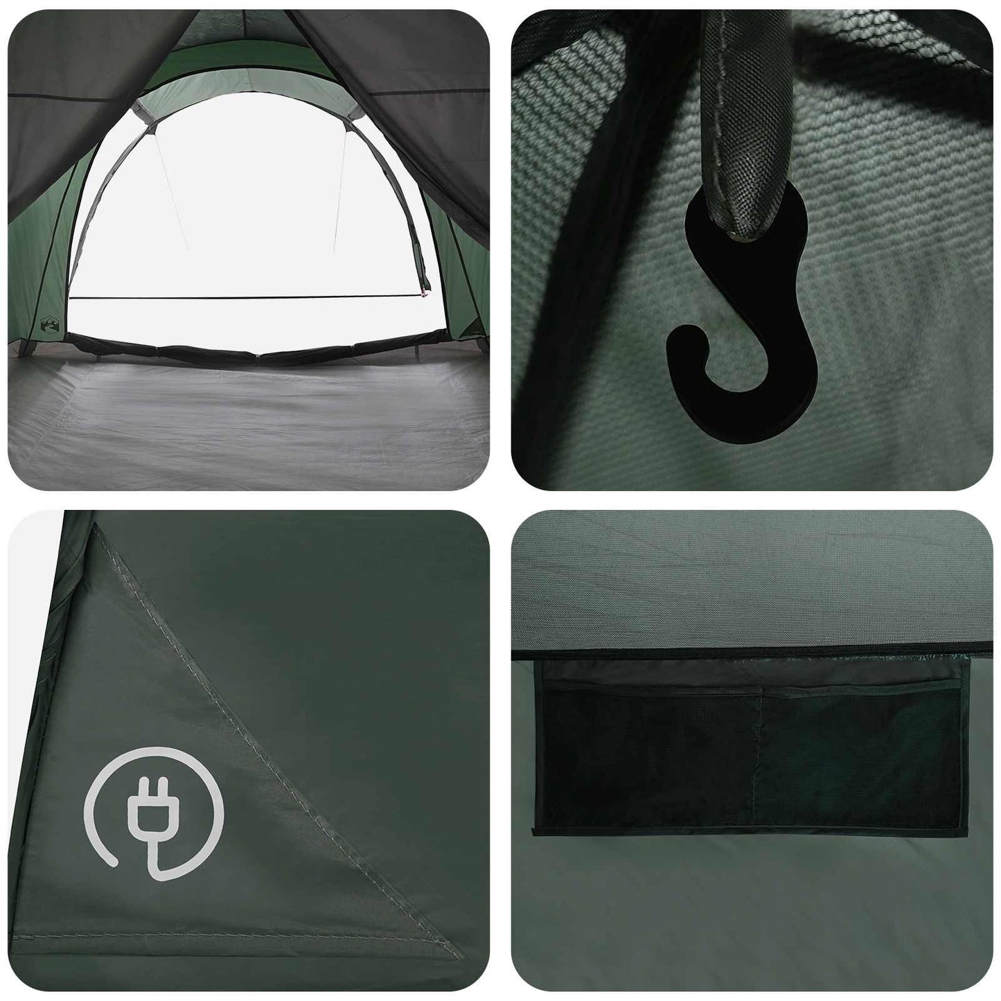 vidaXL Tunnel Tent Army Green 370 x 275 x 210 cm Polyester and Steel