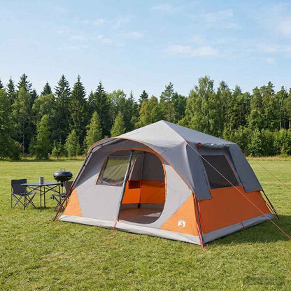 vidaXL Instant Tent 10-Person Grey and Orange Polyester and Steel