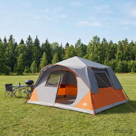 vidaXL Instant Tent 10-Person Grey and Orange Polyester and Steel
