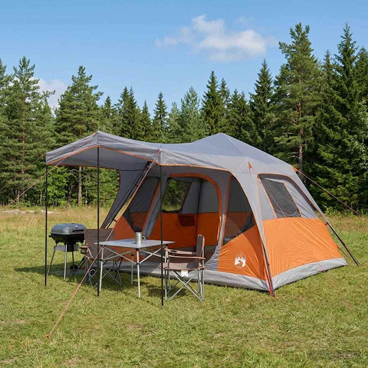 vidaXL Family Tent Grey and Orange 6-Person Polyester and Steel